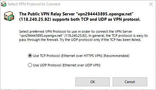 VPN Gate protocole UDP TCP 